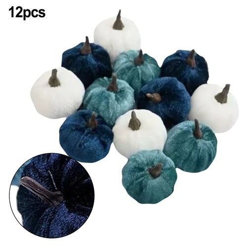 12 Velvet Foam Pumpkins Small Foam Autumn Decor for Thanksgiving and Halloween - Picture 8 of 11
