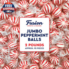 Jumbo Peppermint Balls Hard Candy - Individually Wrapped - 2 Pounds - Peppermint
