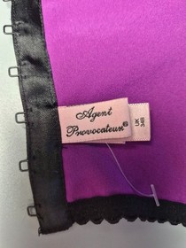 Agent Provocateur Purple Satin Corset Bustier | Polka Dot Mesh Lingerie US 34B