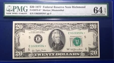 1977 $20 Federal Reserve Note Fr-2072-E* Richmond PMG64EPQ Choice