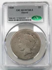 1928-P Peace Silver Dollar CAC/CACG AG ABOUT GOOD Details (cleaned) - 1¢ auction