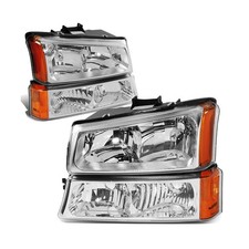DNA MOTORING Pair Headlight Assembly Compatible with 2003-2006 Chevy Silverad...