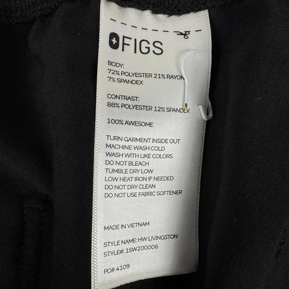 FIGS Livingston Classic Scrub Pants Black Womens 4XL Petite - Image 2 of 4