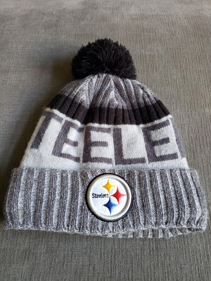 Pittsburgh Steelers NFL New Era вязаный помпон с манжетами серый/черный - ОТЛИЧНОЕ СОСТОЯНИЕ! - Изображение 3 из 4