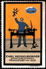Vintage Germany Poster Stamp Carl Heidelberger Valve Fittings Factory Frankfurt