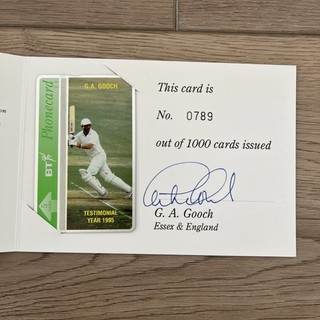 Signed Limited Edition Phonecard Graham Gooch 1995 Testimonial Year