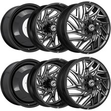 Set Of 6-24 Inch Xf Off-road Xf-229 Dually 8x6.5 Blackmilled Wheels Rims
