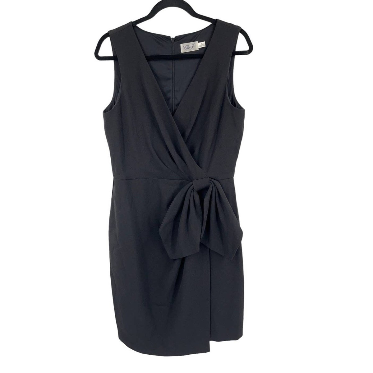 Eliza J Dress faux wrap sleeveless bow at side black size 12