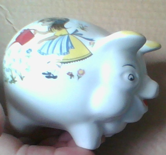 VTG Old Foley James Kent Piggy Bank Staffordshire England Little Boy Blue EUC