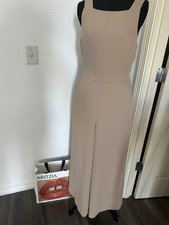 Aritzia Wilfred Ecoulement Cropped Wide Leg Open Tie Back Crepe Jumpsuit Blue 8