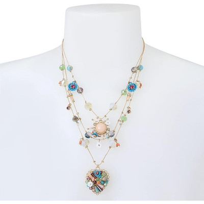 Betsey Johnson Womens Butterfly Charms Layered Necklace