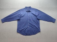 Chaps Men Dress Shirt 34/35 Blue Button Down Collared Wrinkle Free Classic Fit