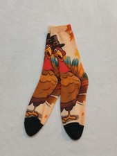 2 pair Women's Unisex One Size Fall Leaves Turkey Socks Thanksgiving Novelty