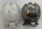 PAIR OF VINTAGE CARNIVAL NORTHWOOD FINE CUT ROSES FOOTED ROSE BOWLS “ PUR WH”