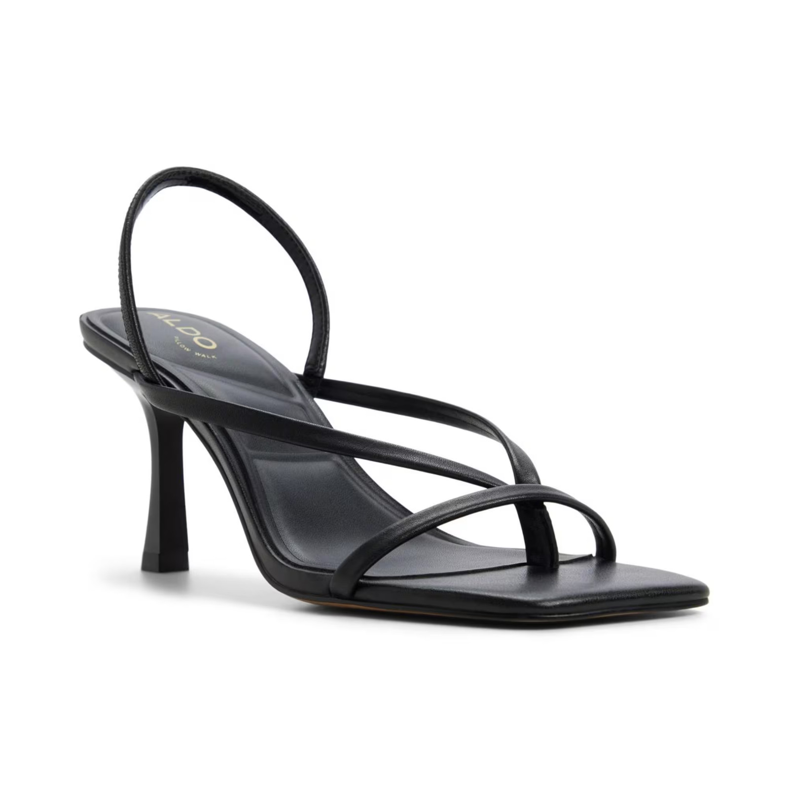 Women's ALDO Riva Slingback Square Toe Dress Sandals Black Smooth