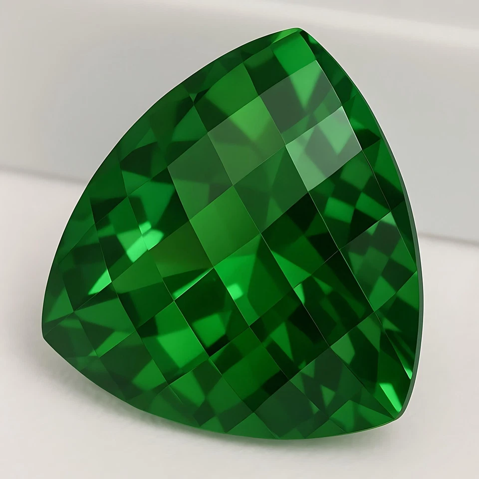 Piedra preciosa suelta natural colombiana verde corte trillón 10 quilates certificado GIE Foto 2 de 4