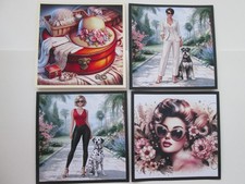 CLEAROUT SALE SET == 4 x ASSORTED LOT OF LADIES --- Card  Toppers Set 11d