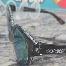 Disney Minnie Mouse Black Rhinestone Sunglasses Blue/Green Tinted Lenses