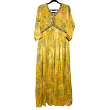 FW Y2K Fairycore Embellished Floral Maxi Dress Women Sz XL Whimsical Cottagecore