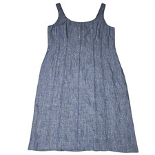 Talbots Denim Look Sheath Dress 12 Blue Sleeveless Scoop Neck Back Slit Classic