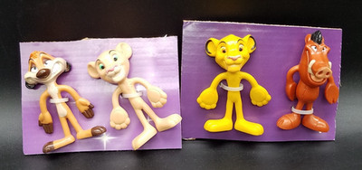 Set of 4 - Lion King Bendable Figure Disney Pixar Kelloggs Bendy Simba, Pumbaa