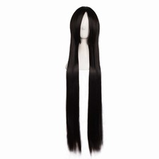 40" Black Long Straight Cosplay Wig 100cm Costume Party Hairpiece