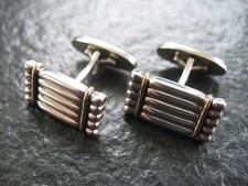 Manschettenknöpfe Silber 925 Georg Jensen Dänemark No 156 mit 18k Gold Streifen