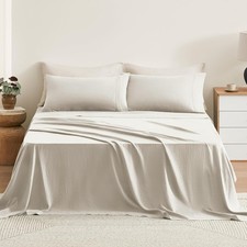 Pure Linen Sheets Set, 100 French Natural Flax Bedding, Breathable and Durable