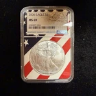 2006 $1 American Silver Eagle 1oz .999 Silver NGC MS69 Flag Label Core