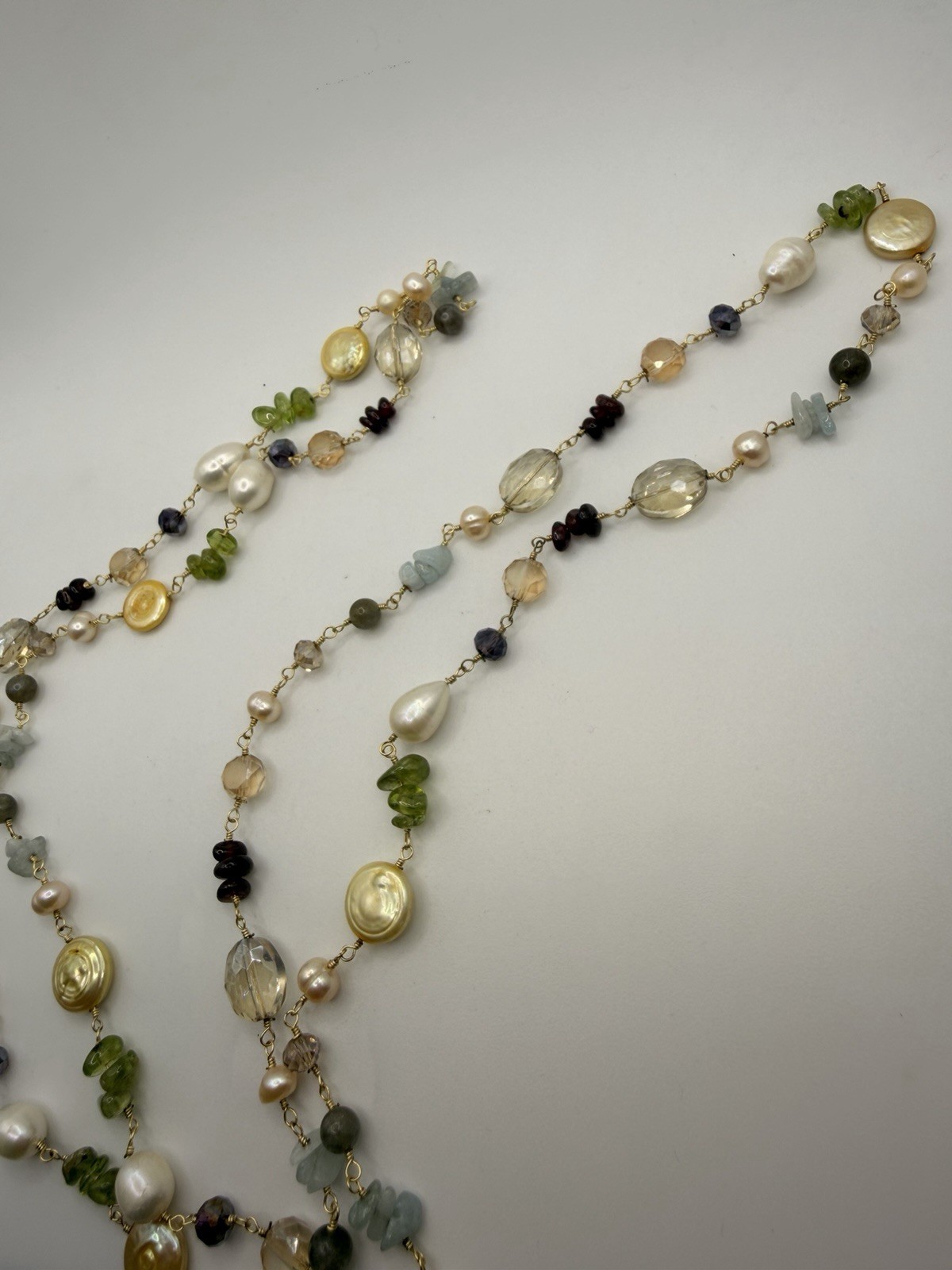 Handcrafted Wire Wrapped Gemstone Freshwater Pear… - image 4