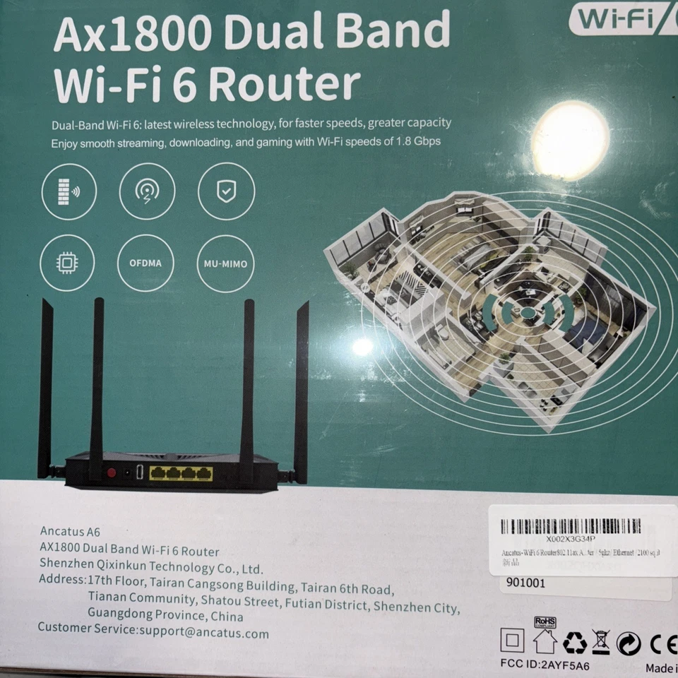 Ancatus WiFi 6 Router AX1800, Dual Band 1.8G WiFi Router Gigabit Computer Router - Image 4 of 4