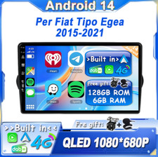 6G+128GB Per Fiat Tipo Egea 2015-2021 Android 14 Autoradio Navi CarPlay GPS QLED