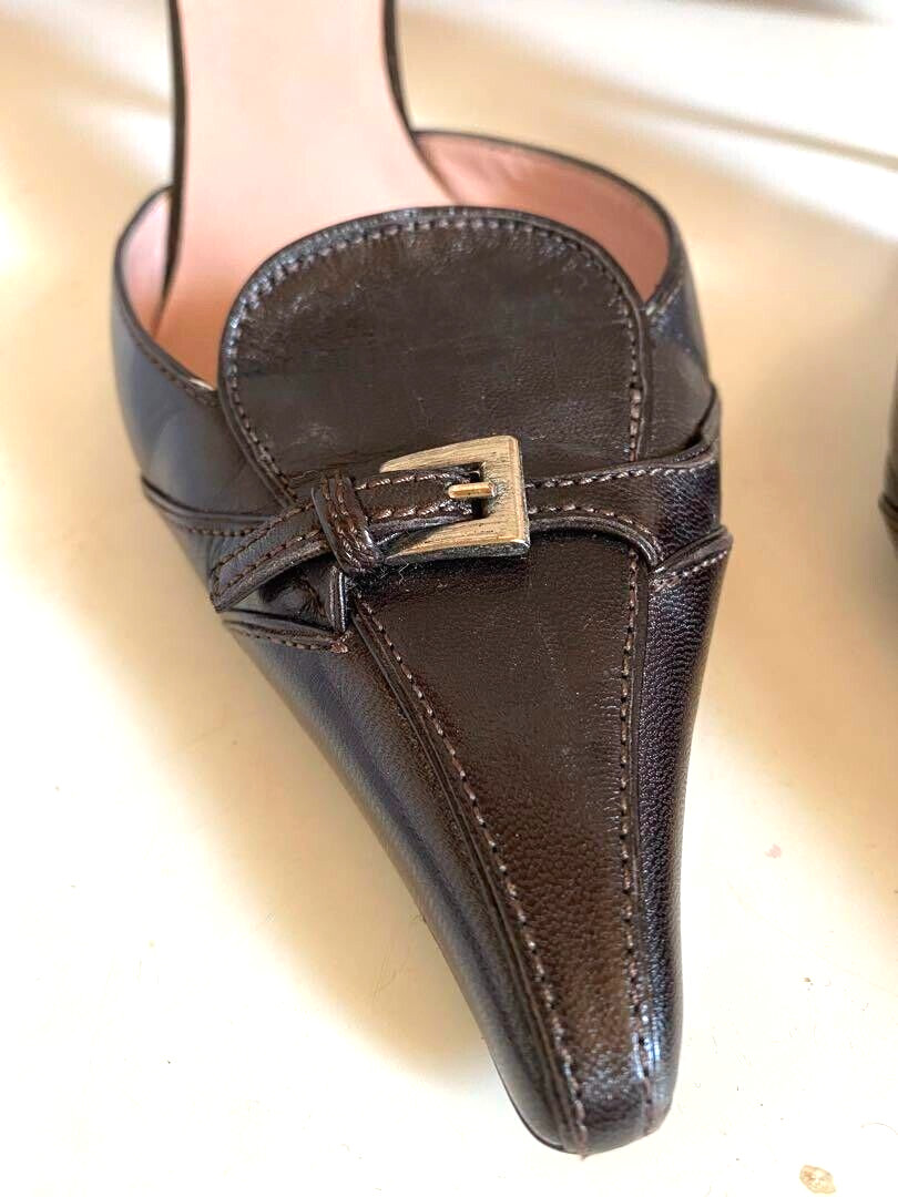 PRADA pumps, high heels, pointed toe, brown, size 35, with box, made in Italy thumbnail 14