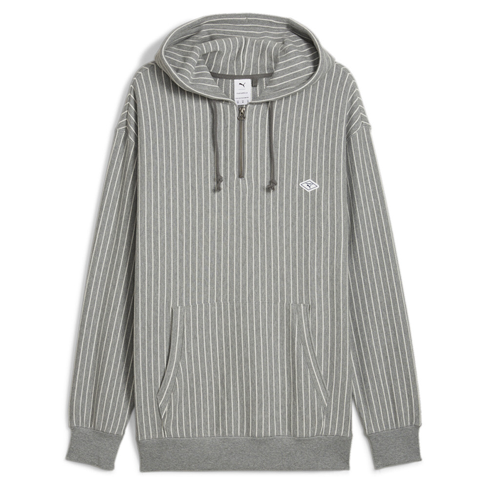 Puma Quarter Zip Striped Hoodie X Nanamica Mens Grey, White Casual Outerwear 539