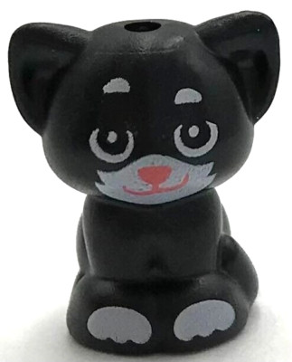 Lego New Black Cat Friends Baby Kitten Sitting w/ White Eyes Outline Part