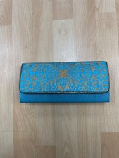Blue vintage silk bag brand new with tags and gold color embroidery