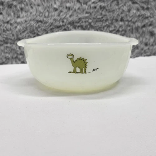 Vintage Anchor Hocking Fire King Johnny Hart BC Milk Glass Bowl Made In USA