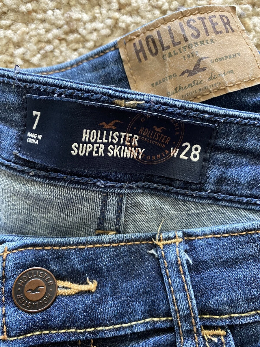 Women's Hollister Jeans Low Rose Super Skinny Distressed Sz 7R W28