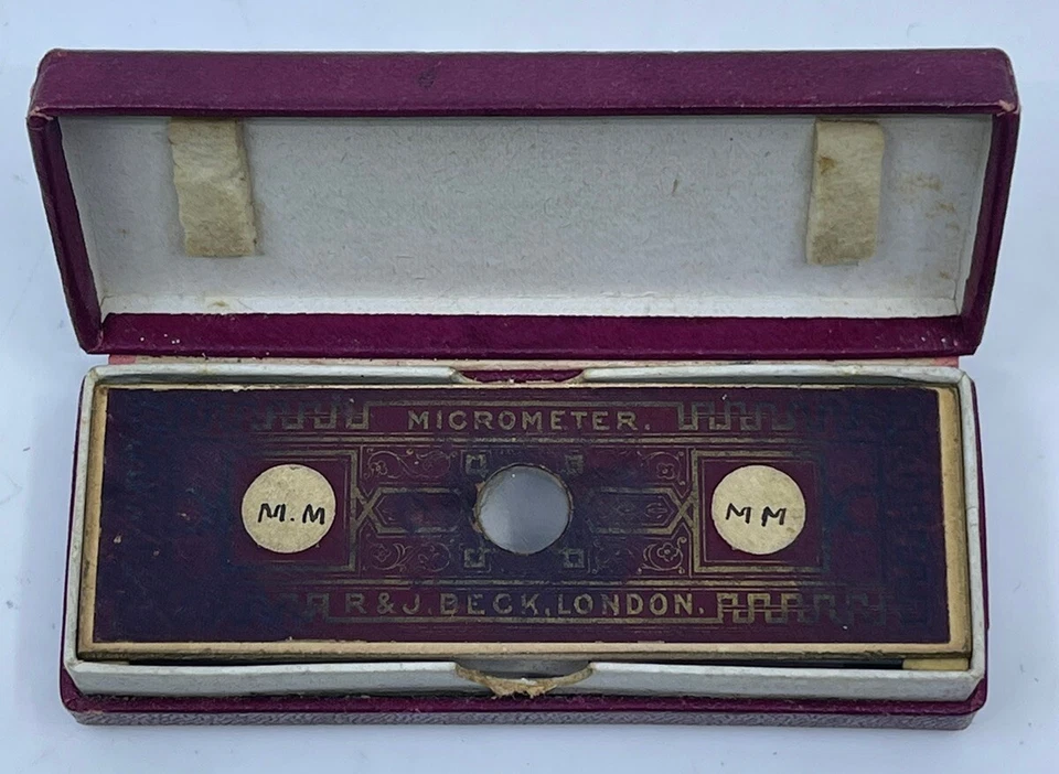 Винтажный микроскоп микрометр масштаб слайд R & J Beck 1900-х Ernesto Caballero РЕДКАЯ - Изображение 3 из 4