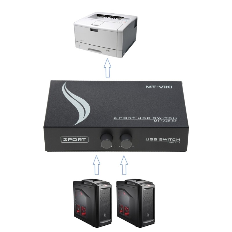 2-Port USB Hub for Printer Sharing Between Two Computers  