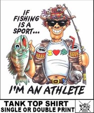 SI LA PESCA ES UN DEPORTE SOY UN ATLETA CAÑA DE PESCAR CARRETE GANCHO DIVERTIDO CAMISETA SIN MANGAS WS16