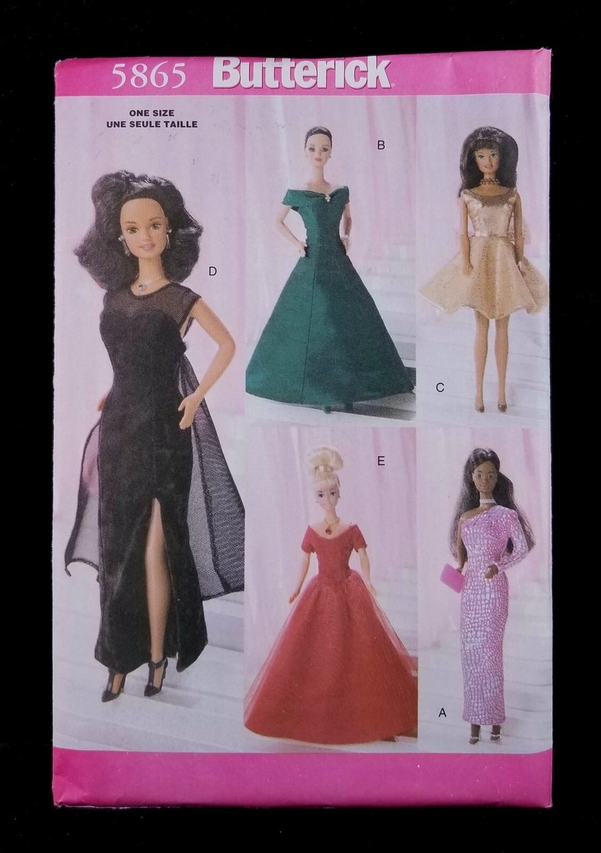 2 Retro Barbie & Ken Doll Clothing Patterns Butterick 5865 & 6668