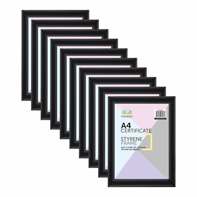 [10er Set] Schwarz A4 Zertifikat (21x29,7cm) Bilderrahmen Styropor Bilderrahmen