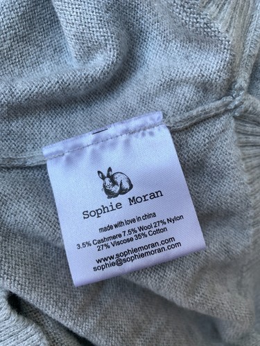 Sophie Moran Size M/L Grey Heart Cashmere Wool Blend Lightweight Knit Jumper - Picture 10 of 11
