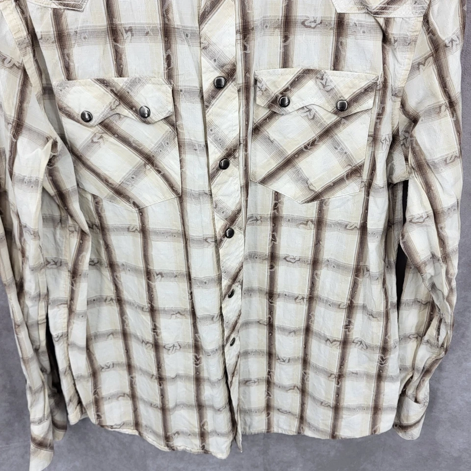 Camisa Western Libélula Para Hombres Grande A Cuadros Diente de Sierra Metal A Presión Vaquero Rodeo Foto 2 de 4