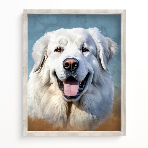 Great Pyrenees Print Dog Poster Illustration 8x10 11X14 Watercolor Style - Picture 2 of 3