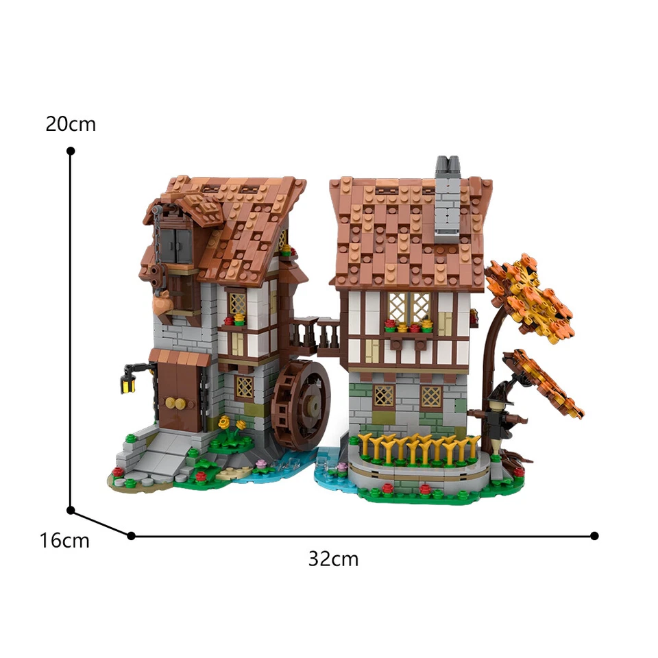 MOC: Medieval Watermill Modular Building Model 1235 Parts for Collection - Image 2 of 4