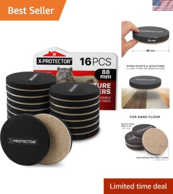 Self-Adhesive Furniture Sliders - 16 PCS Felt Pads for Scratch-Free Floors