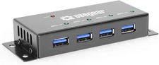 Compact 4-Port USB 3.2 Gen 1 Mini High-Power Hub W/Power Adapter, Port Status Le