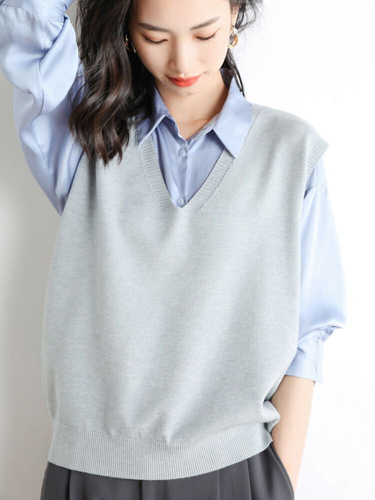 Vest Sleeveless Jumper Sweater V Neck Tank Top Pullover Casual Women Knit-image